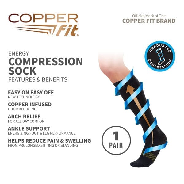 Copper Fit® Energy Compression Knee-High Unisex Socks (1 Pair) Multiple Sizes - Image 6