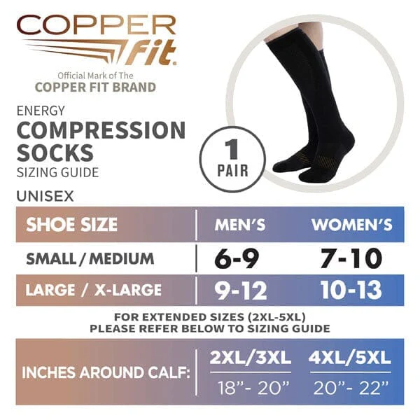 Copper Fit® Energy Compression Knee-High Unisex Socks (1 Pair) Multiple Sizes - Image 8