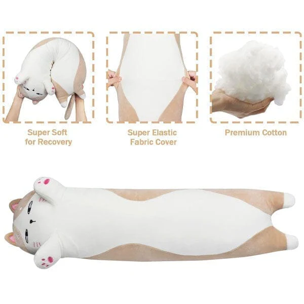 Extra Long Animal Plush Toy 4.5ft Body Pillow - Grumpy Cat - Image 4
