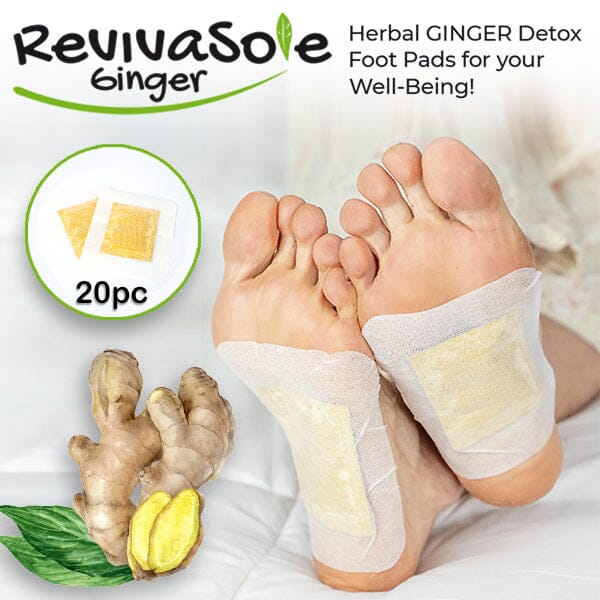 RevivaSole Ginger Detox Foot Pads (20pc) Natural Detox Feet Patches - Image 4