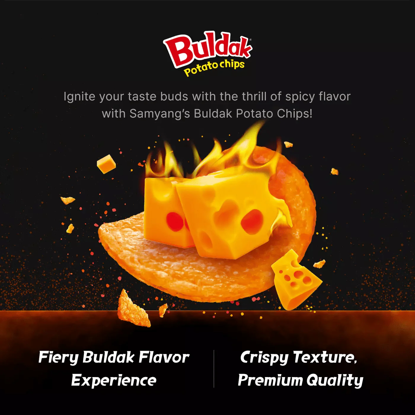 Samyang Buldak Quattro Cheese Potato Chips - Image 3