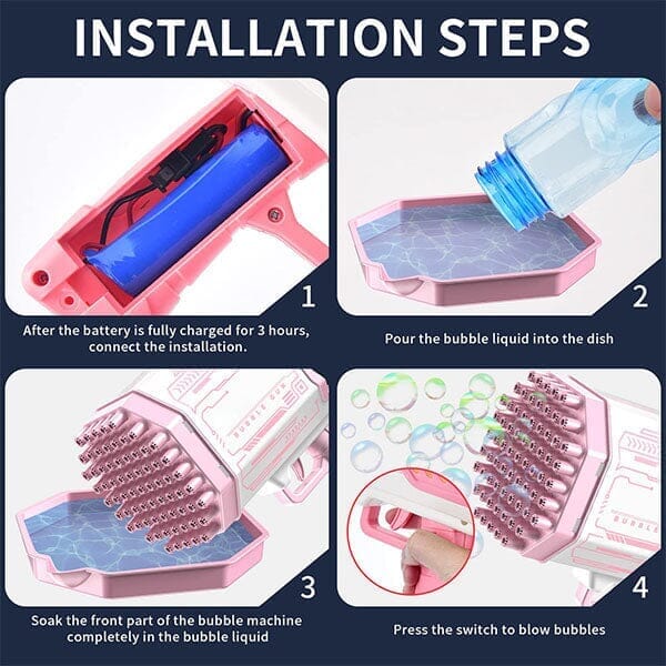 The Bazooka Gubble LED Bubble Gun | Includes 100mL Kid & Pet Safe Bubble Solution - Image 6