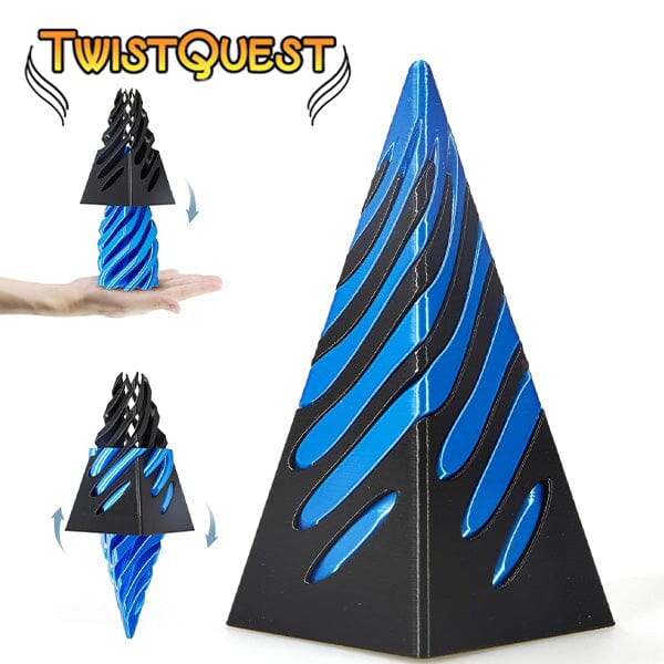 TwistQuest 3D Printed Fidget Spiral Cone Toy (Blue & Black) - Image 4