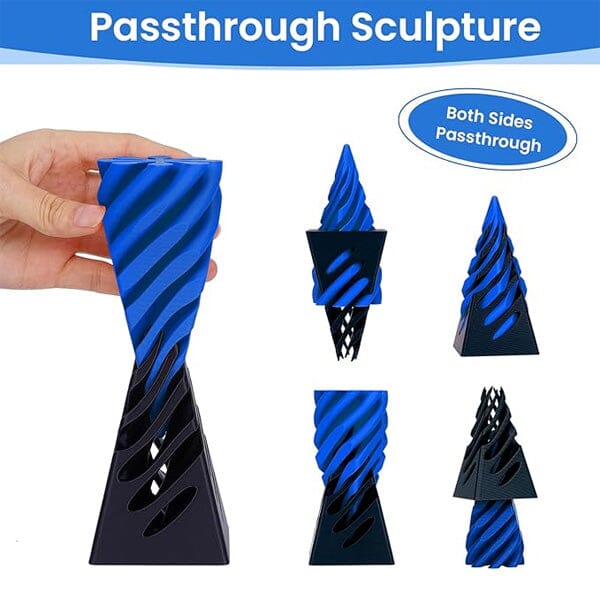 TwistQuest 3D Printed Fidget Spiral Cone Toy (Blue & Black) - Image 5