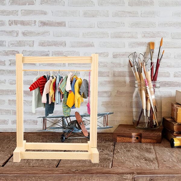 Wooden Clothing Rack For Dolls (Includes 5 Hangers) - Petite Threads - Image 3