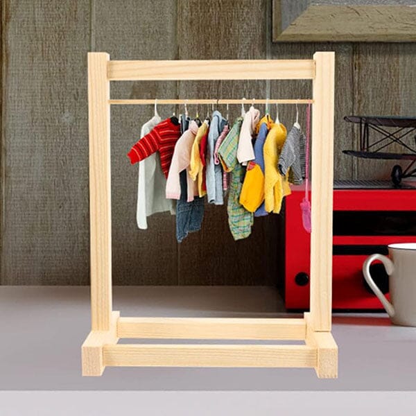 Wooden Clothing Rack For Dolls (Includes 5 Hangers) - Petite Threads - Image 4